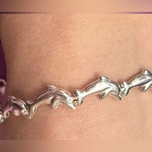 Sterling Silver 925 puffed Dolphin Bracelet